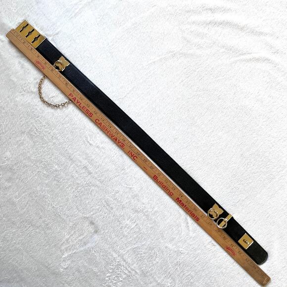 BCBGMAXAZARIA Faux Black Leather Gold Metal Hardware Chain Toggle Belt Medium main image 8